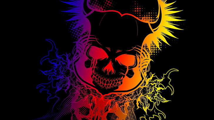 Colorful Skull Zedge, art and craft, nature, illuminated, cut out