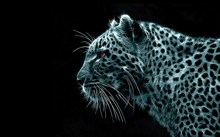 Cool Neon Lion, fractalius, whisker, studio shot, animal body part Free HD Wallpaper