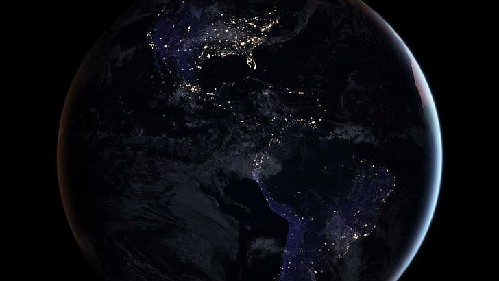 Earth at Night, earth, city lights, night lights, world