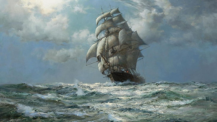 Famous Tall Ship Paintings, motion, sky, aggression, warning sign Free HD Wallpaper