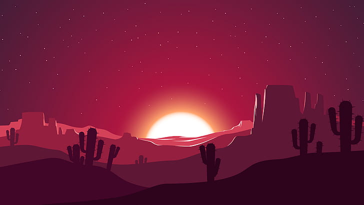 Free Vector Art Designs, skyscape, silhouette, concept art, cactus