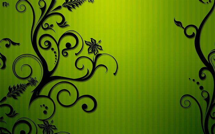 Green Floral Art, vector, old, no people, plant Free HD Wallpaper