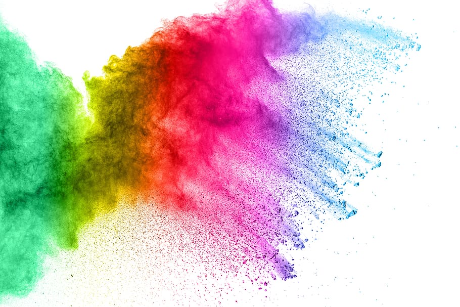 Holi Colors Powder Meaning, chemistry, explosion, studio shot, blast