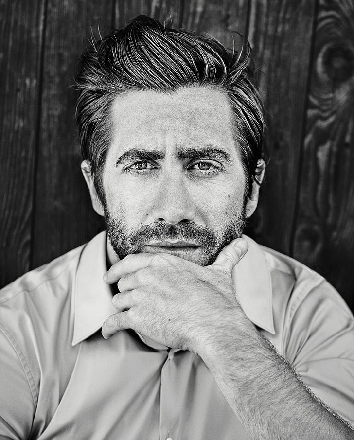 Jake Gyllenhaal Out Magazine, headshot, hipster  person, front view, looking at camera