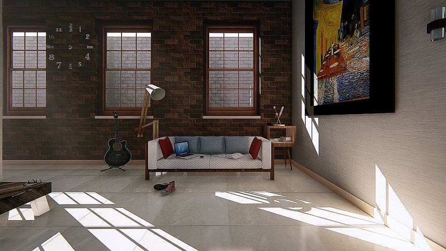 Long Window Design, home showcase interior, no people, technology, flooring