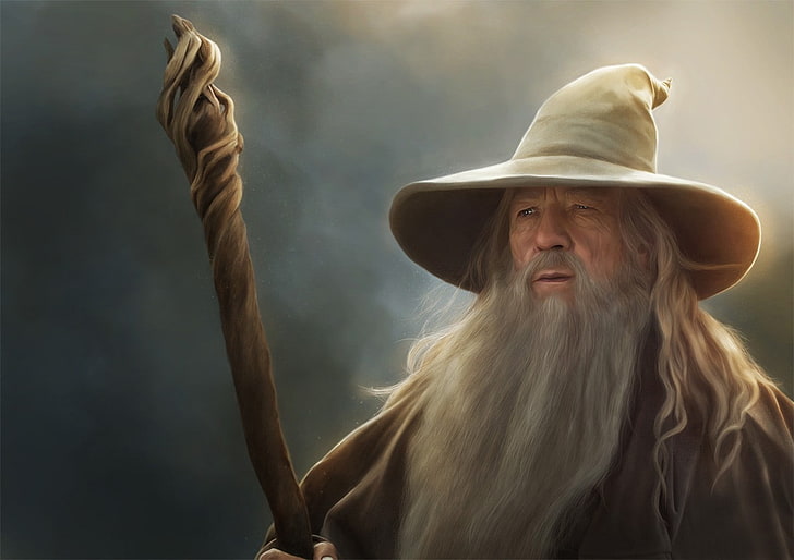 Lotr Gandalf the Grey, long hair, cowboy, portrait, clothing Free HD Wallpaper