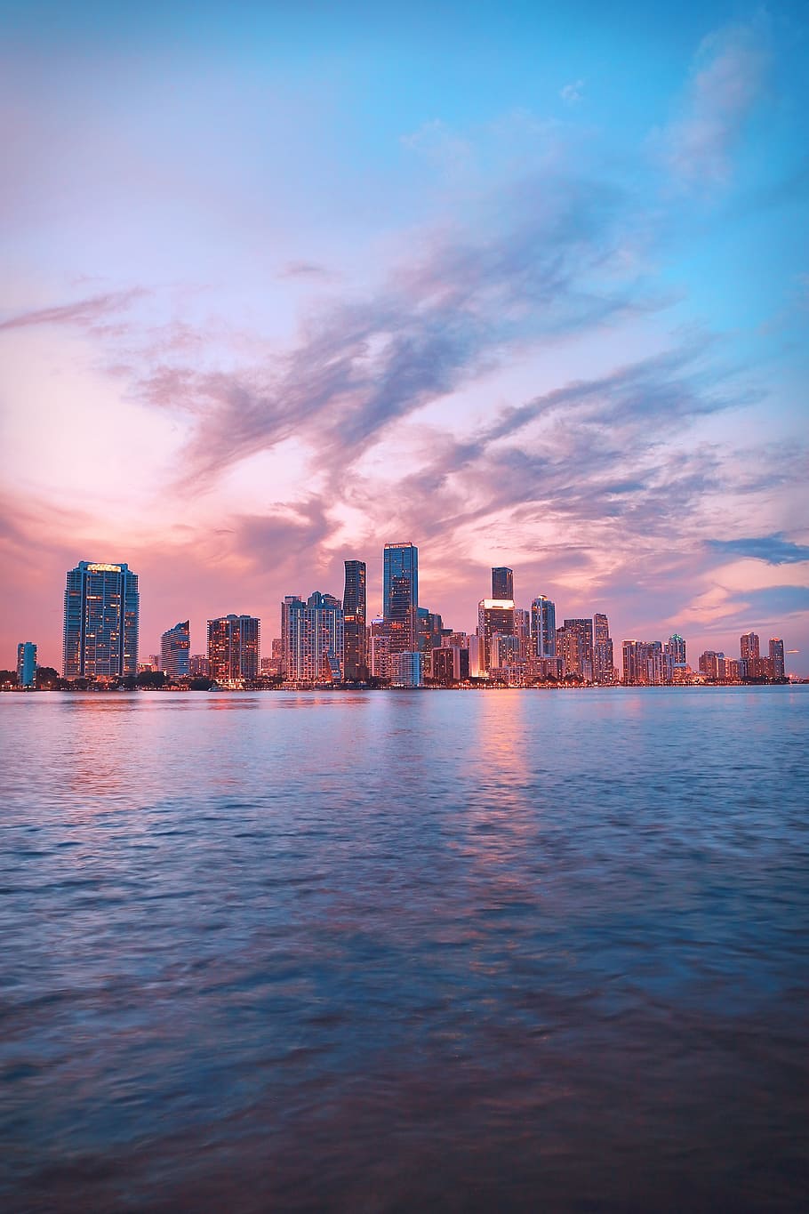 Miami HD, blue, business, night, travel Free HD Wallpaper