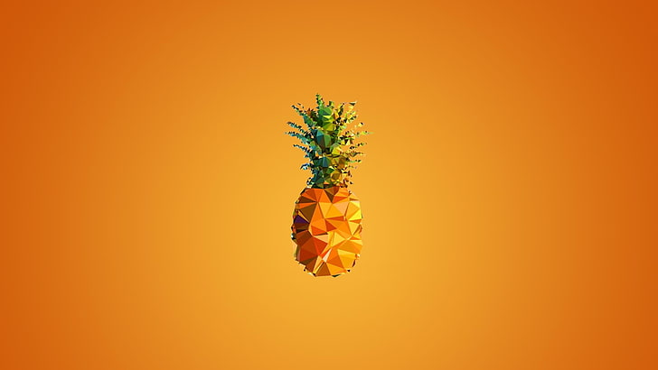 Pineapple Summer, orange background, food and drink, tree, colored background Free HD Wallpaper