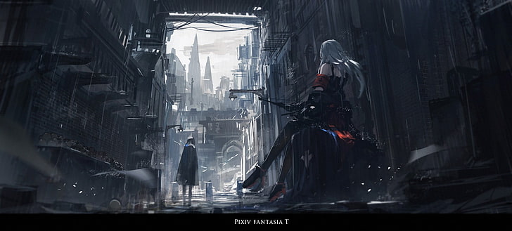 Pixiv Fantasia T, arts culture and entertainment, industry, city, people Free HD Wallpaper