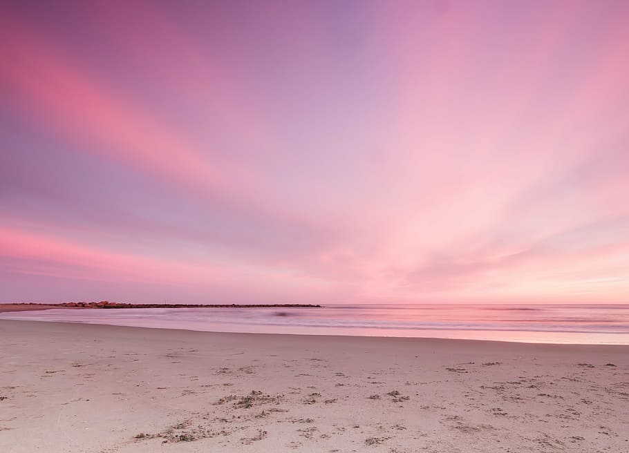 Purple Sky Beach, water, beauty in nature, tranquility, sun Free HD Wallpaper