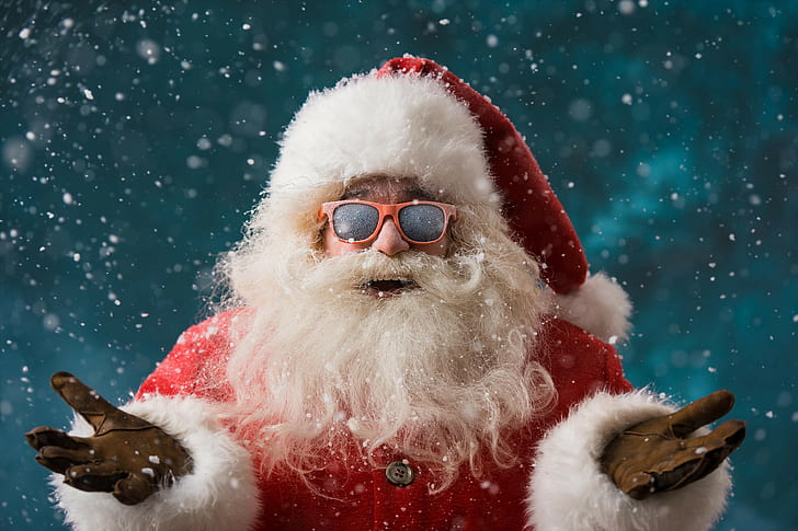 Santa Claus Glasses, hipster, with a holiday, 2016, new year Free HD Wallpaper