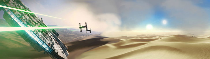 Star Wars Dual Monitor, one person, environment, scenics  nature, sunlight Free HD Wallpaper