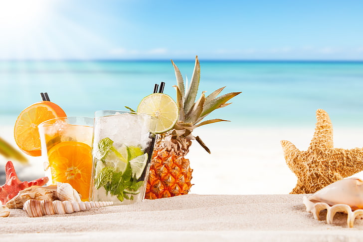 Tropical Summer Drinks, horizon, healthy eating, nature, sky Free HD Wallpaper
