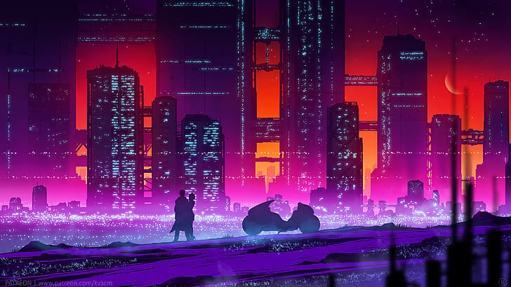 Ultra Wide Blue, synthwave, futuristic, science fiction, urban