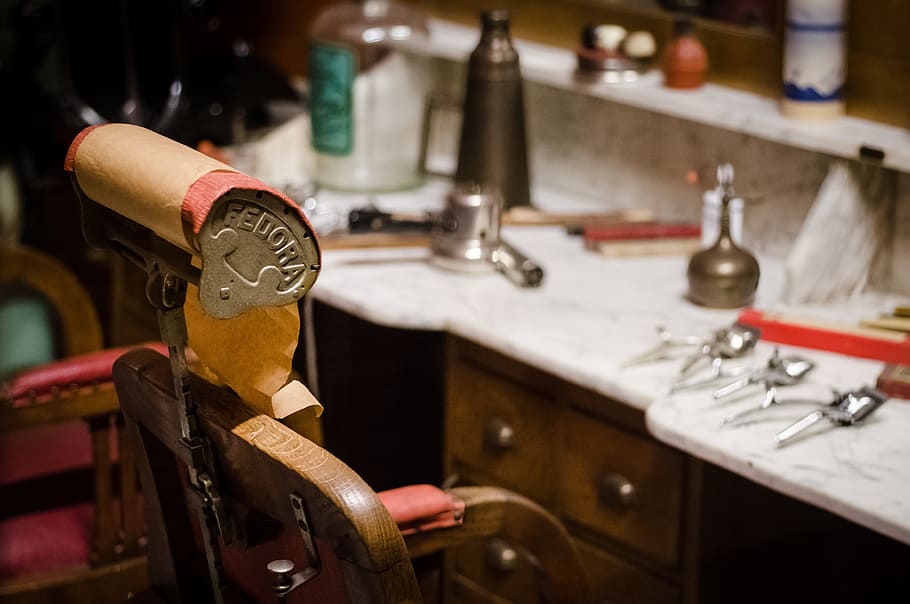 Vintage Barber Shop Equipment, crockery, antique, day, scissors Free HD Wallpaper