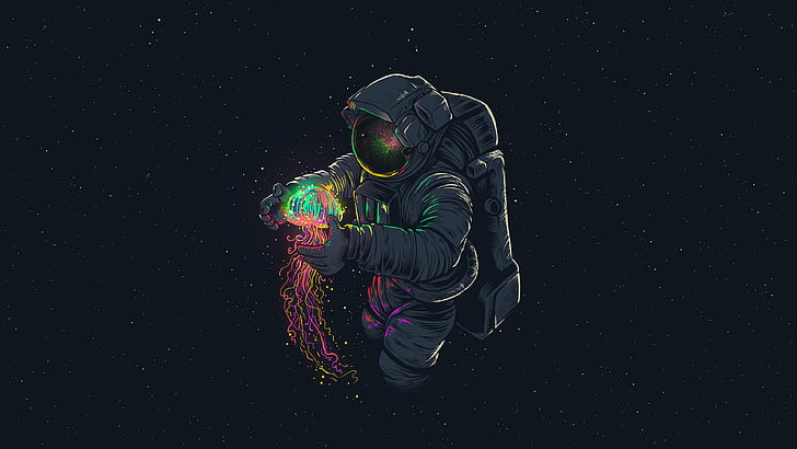 Astronaut Drawing Realistic, astronaut, sci fi, space, jellyfish Free HD Wallpaper