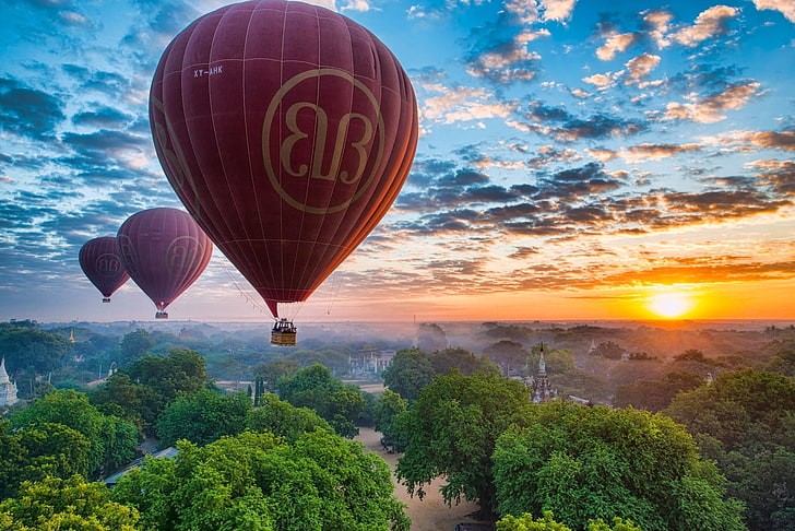 Bagan Hotels Myanmar, midair, transportation, beauty in nature, scenics  nature Free HD Wallpaper