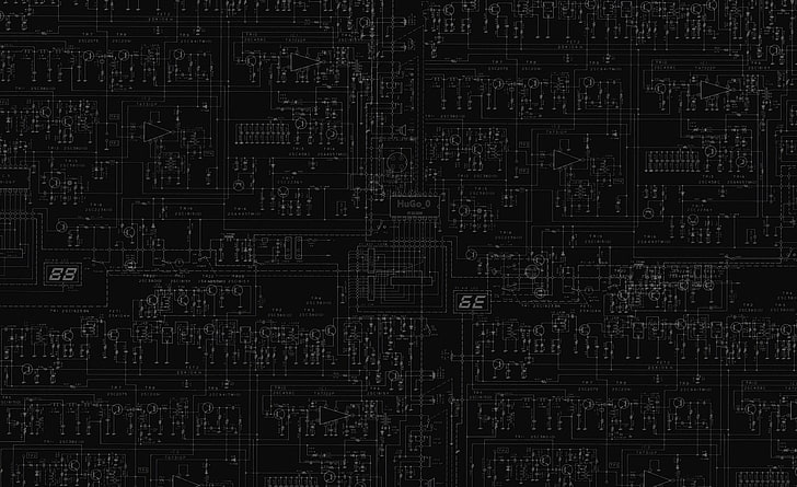 Black and Red Circuit Board, dark, indoors, wall  building feature, board