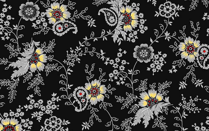 Black and White Art Patterns, vector, pattern, season, floral pattern Free HD Wallpaper