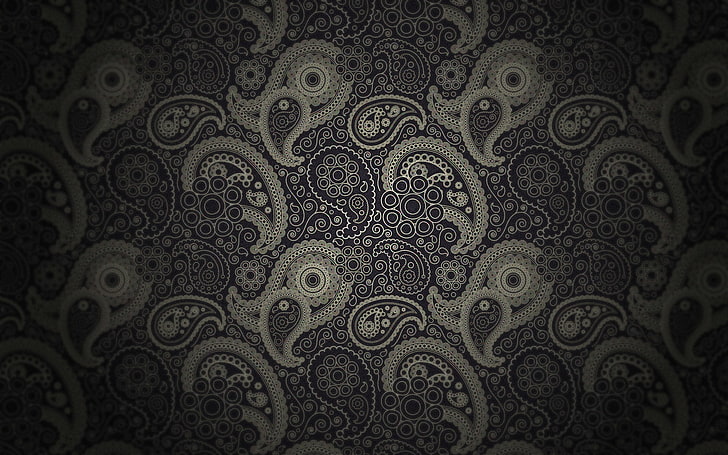 Black and White Paisley Pattern, art and craft, arts culture and entertainment, floral pattern, vintage Free HD Wallpaper