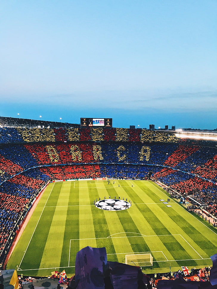 Camp Nou Renovation, large group of people, outdoors, high angle view, watching Free HD Wallpaper