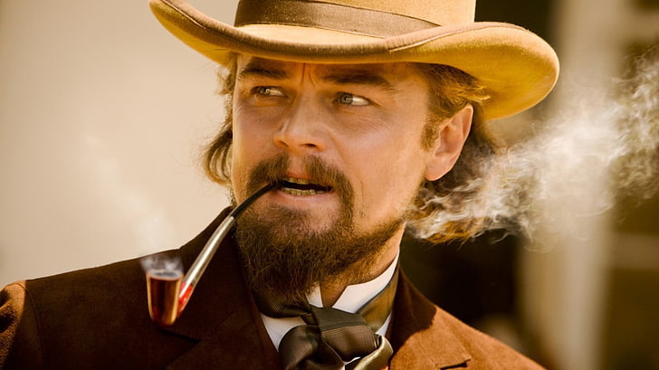 Cast of Django Unchained, artist, pipes, closeup, cowboy hat Free HD Wallpaper