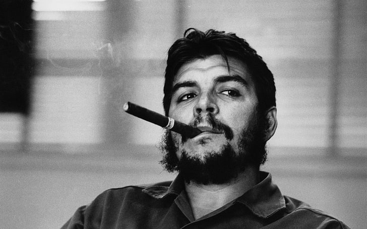 Che Guevara Revolution, focus on foreground, smoking issues, facial hair, males