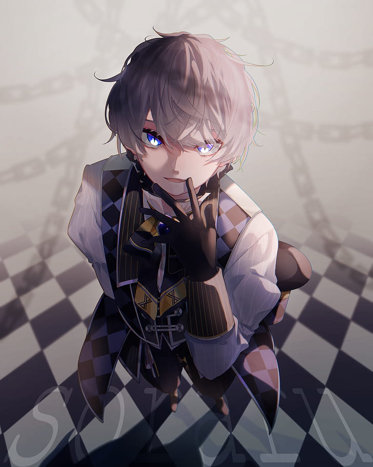 checkered, male, chains, utaite Free HD Wallpaper