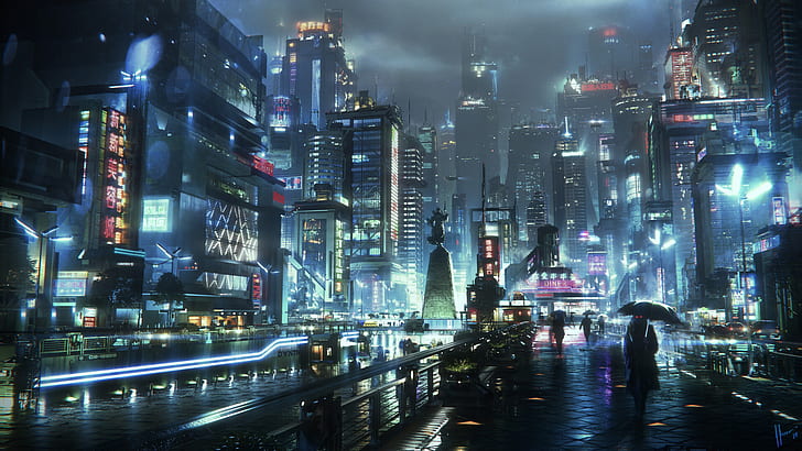 China Cyberpunk City, city, sci fi, night Free HD Wallpaper