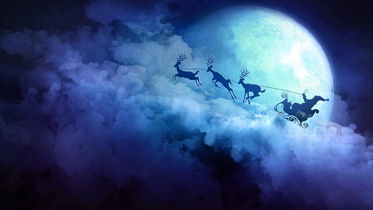 Christmas Carriage Ride, full moon, motion, outdoors, full length Free HD Wallpaper