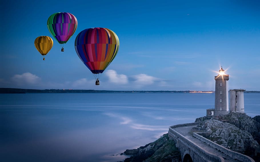 Colorful Hot Air Balloons, evening, flying, twilight, no people Free HD Wallpaper