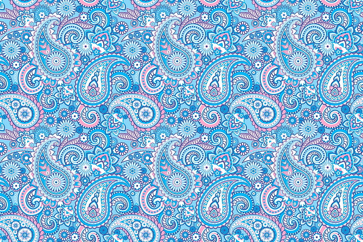 Colorful Paisley Pattern, indian cucumbers, pattern, blue, paisley Free HD Wallpaper