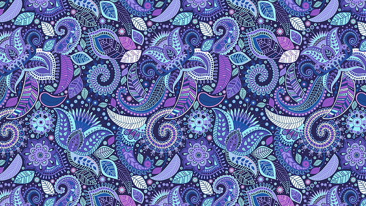 Doodle Art Black and White, abstract, paisley, blue, artistic Free HD Wallpaper