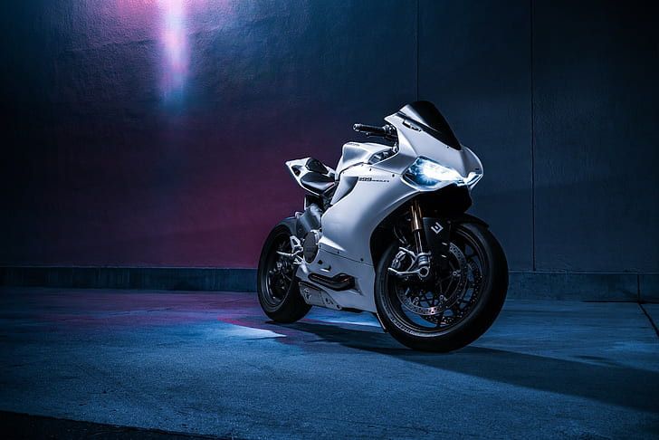 Ducati 1198 Sp, stationary, night, no people, illuminated Free HD Wallpaper