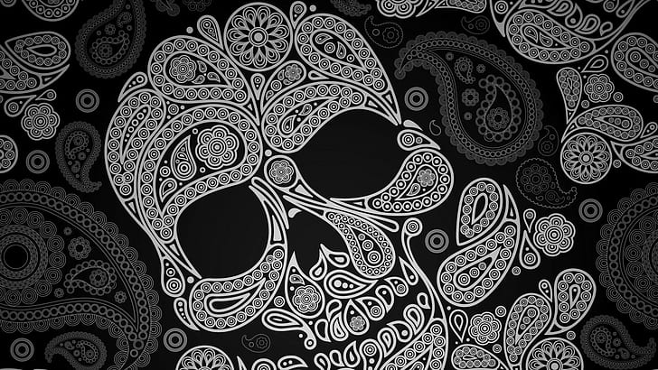 Floral Skull, paisley skull, pattern, paisley, skull Free HD Wallpaper