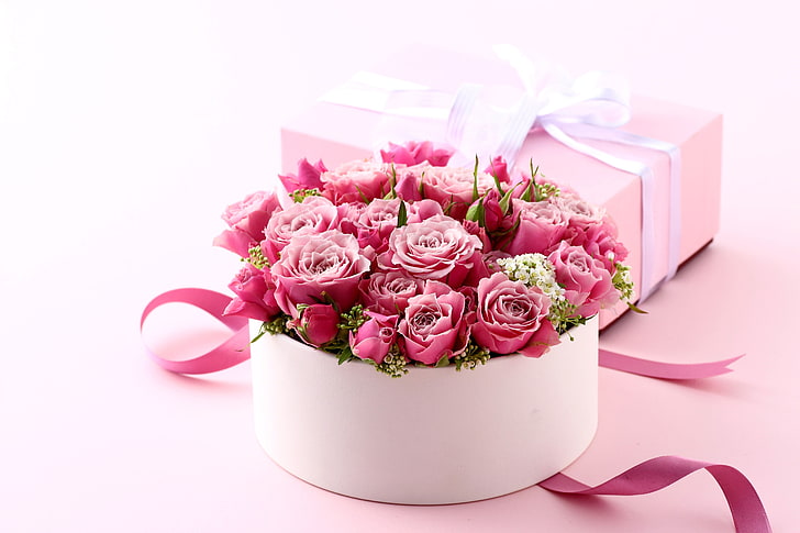 Flower Gifts Women, freshness, no people, valentines day, ribbon Free HD Wallpaper