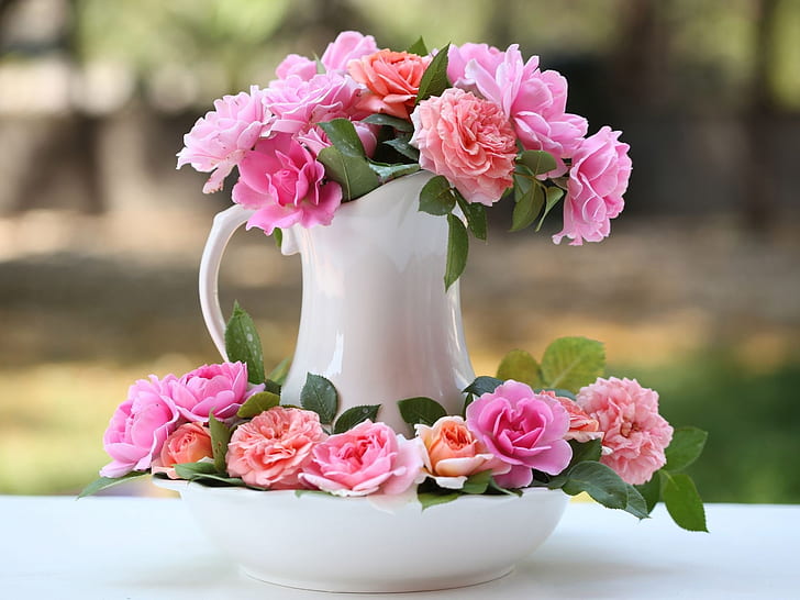 Flowers Peonies, vase, rose, Vase, flowers, Free HD Wallpaper