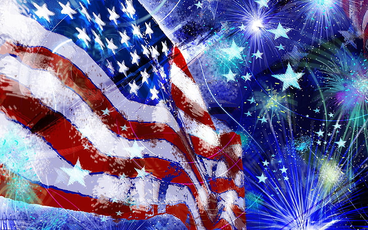 Fourth of July HD, flag, outdoors, new years eve, abstract Free HD Wallpaper