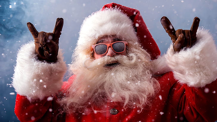 Funny Santa Drawings, christmas, sunglasses, xmas, fingers Free HD Wallpaper