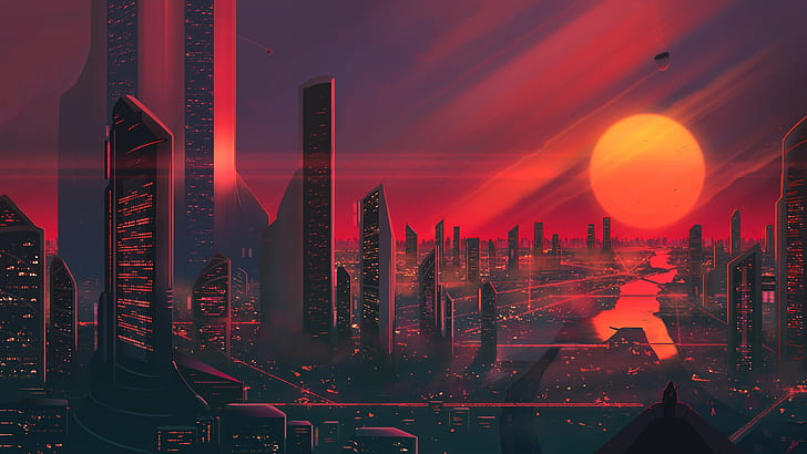 Futuristic, building, sunset, sci fi, futuristic Free HD Wallpaper