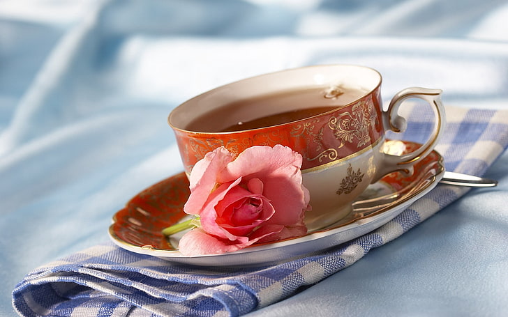 Good Morning Hot Tea, tea cup, dessert, relaxation, flowering plant Free HD Wallpaper