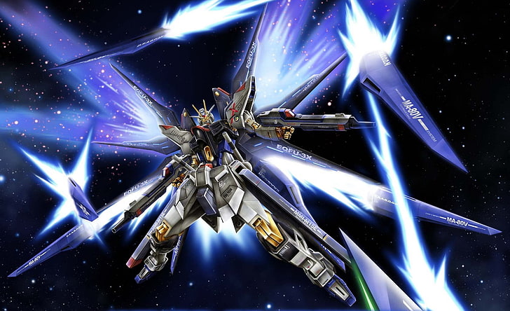 Gundam Seed Art, low angle view, no people, star  space, nature Free HD Wallpaper