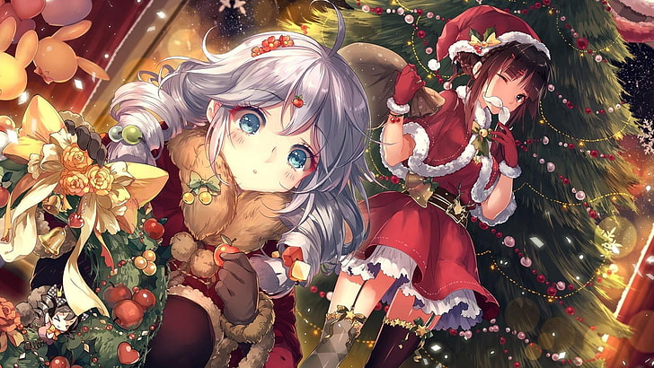 Kawaii Christmas Anime, festival, xmas, anime girls, anime