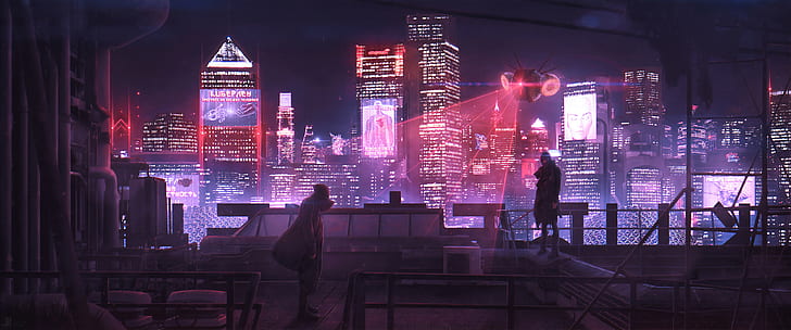 Lofi Anime, sci fi, city, futuristic, people Free HD Wallpaper