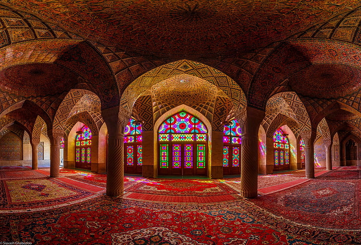 Persian Architecture, islam, red, floral pattern, iran