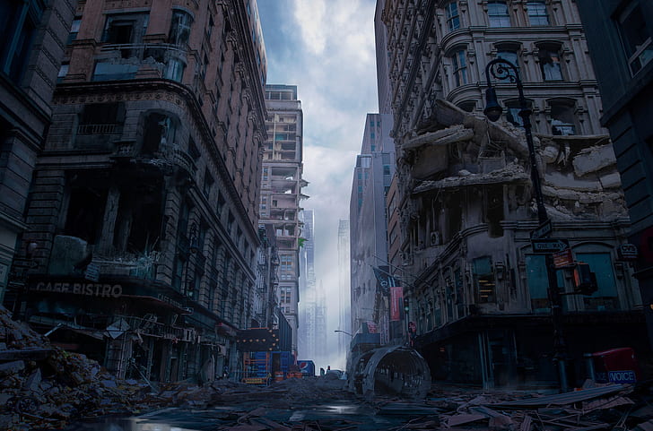 Post-Apocalyptic Batman, building, sci fi, street, post apocalyptic Free HD Wallpaper