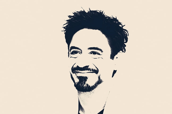 Robert Downey Jr Mustache, young men, mustache, beard, white background