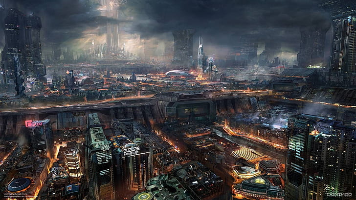 Sci-Fi City Names, downtown, city, scifi, night