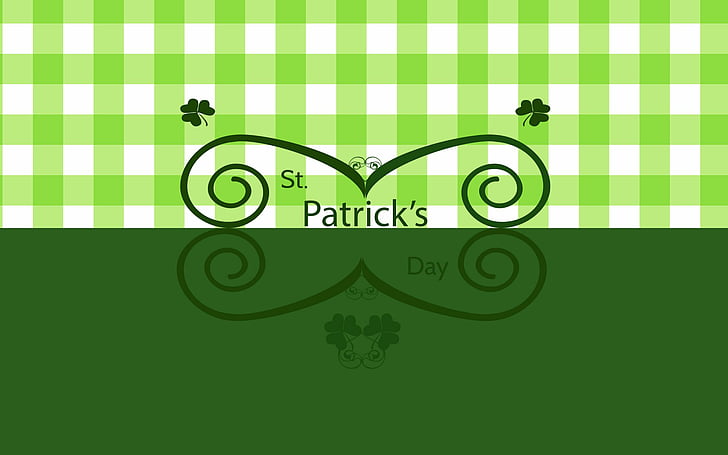 Shamrock, checkerboard, st patricks day, holiday, green Free HD Wallpaper