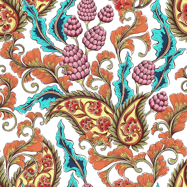 Victorian Floral Pattern, texture, white background, paisley, Paisley Free HD Wallpaper